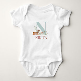 Body Para Bebê Nome Personalizado Letra Inicial N