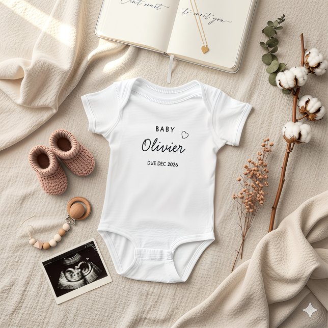 Body Para Bebê Nome Personalizado & Mês Previsto (Criador carregado)