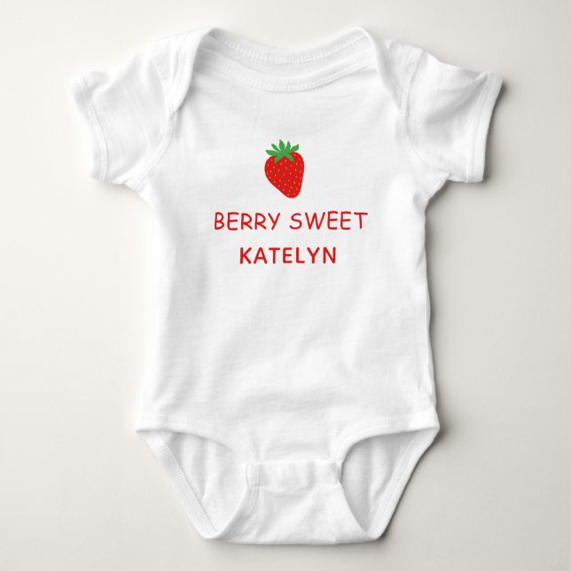 Body Para Bebê Nome Personalizado Morango Fofo (Frente)