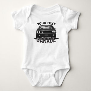 Body Para Bebê Nome Personalizado Muscle Car Garage Retro