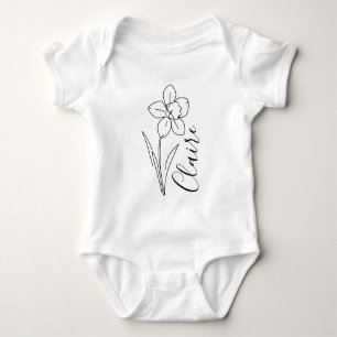 Body Para Bebê Nome personalizado Narciso de março Flor de Nascim