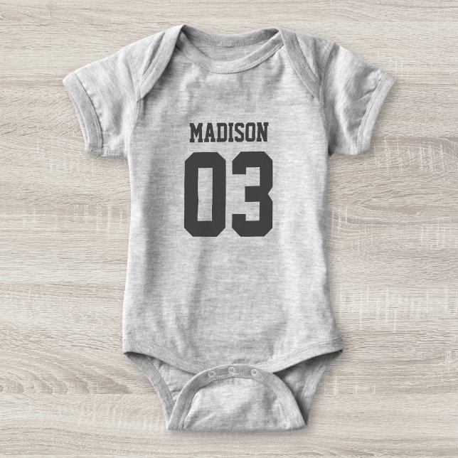 Body Para Bebê Nome Personalizado Número Baby Sport Jersey Bodyca (Criador carregado)