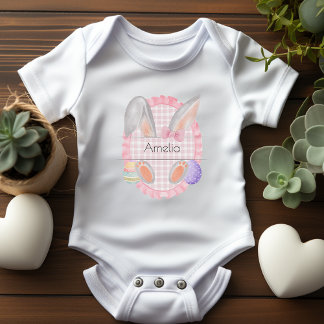 Body Para Bebê Nome Personalizado Páscoa Bebê Rapariga
