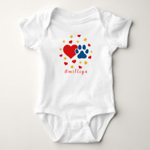 Body Para Bebê Nome Personalizado Pegada de Pata Fofo Morden