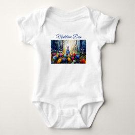 Body Para Bebê Nome personalizado Peter Easter Bunny com Ovos de 