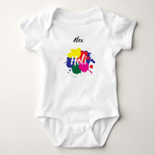 Body Para Bebê Nome Personalizado Primeiro Feliz Festival Holi