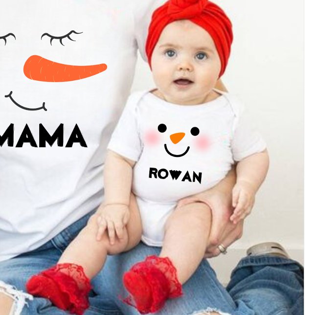 Body Para Bebê Nome Personalizado Snowman Correspondente Família (Criador carregado)