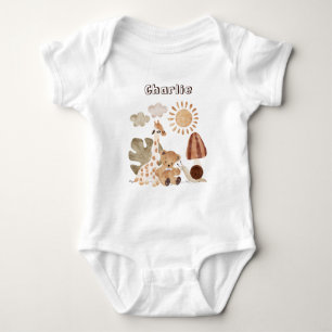 Body Para Bebê Nome Personalizado Texto Boho Woodland Selgle Anim