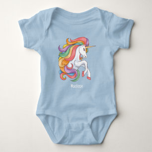 Body Para Bebê Nome Personalizado Unicórnio Colorido