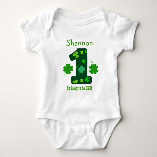 Body Para Bebê Nome Personalizado V12A do Número Shamrock Raparig (Frente)