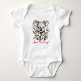 Body Para Bebê Nome Personalizado Watercolor Koala Bear