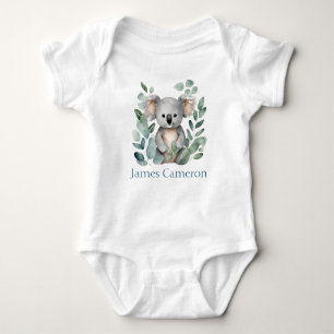 Body Para Bebê Nome Personalizado Watercolor Koala Bear