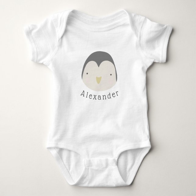 Body Para Bebê Nome Personalizável Bebê Pinguim Cute (Frente)