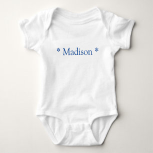 Body Para Bebê Nome personalizável texto branco azul