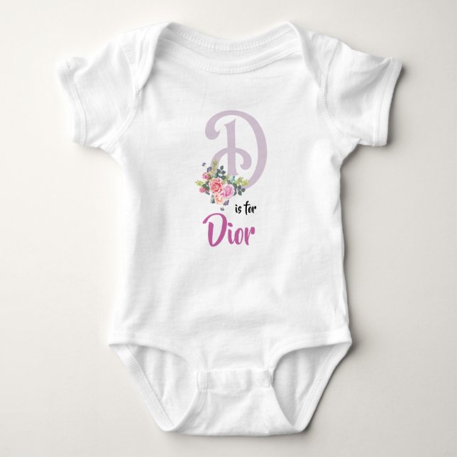 Body Para Bebê Nome Principal Bebê Outfit - Letra D Romper Girl F (Frente)