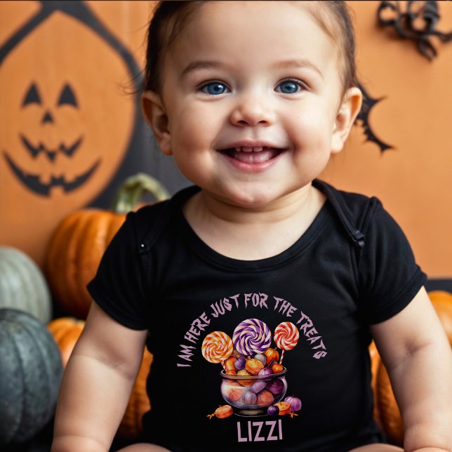 Body Para Bebê Nome Purple Orange Pumpkin Halloween Candy (Criador carregado)