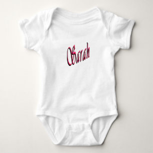 Body Para Bebê Nome Sara Vermelho E Rosa,