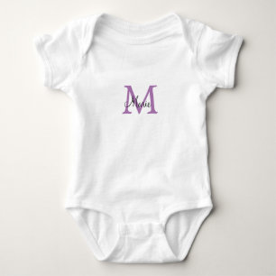 Body Para Bebê nome simples e mínimo a acrescentar monograma cor-