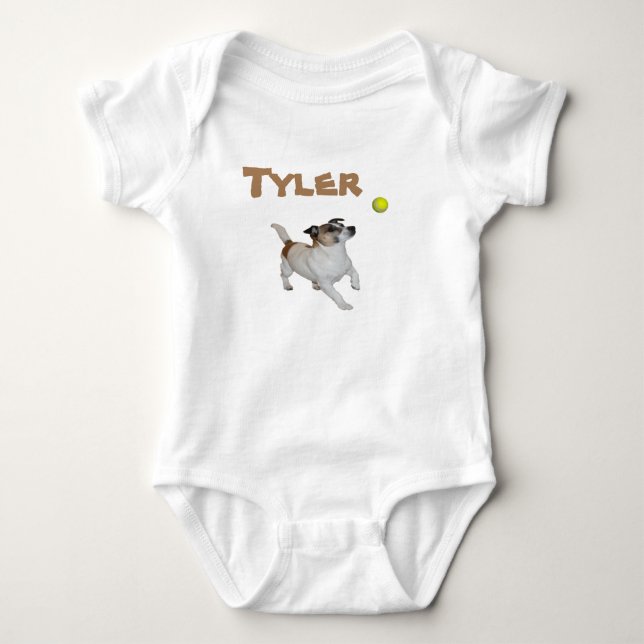 Body Para Bebê Nome Tyler Com Fox Terrier, Bodysuit De Bebê (Frente)