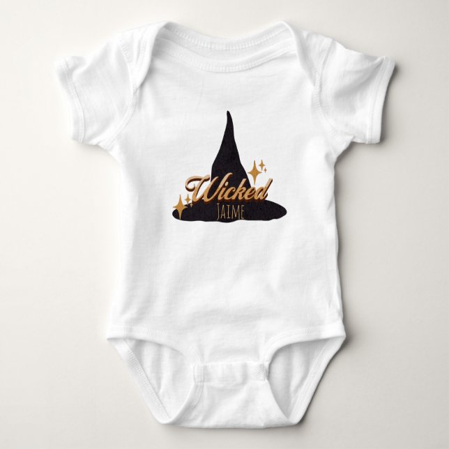 Body Para Bebê Nome Wicked do Witch Retro (Frente)