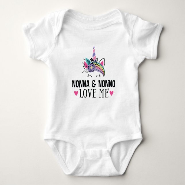 Body Para Bebê Nonna e Nonno Love Me Unicorn (Frente)