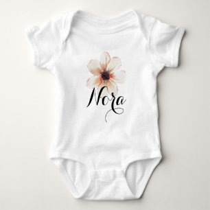 Body Para Bebê Nora Name Baby Girls Revela Flor Novato Rosa