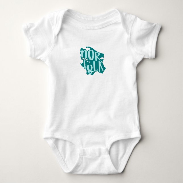Body Para Bebê Norfolk Silhouette com a palavra NORFOLK (Frente)