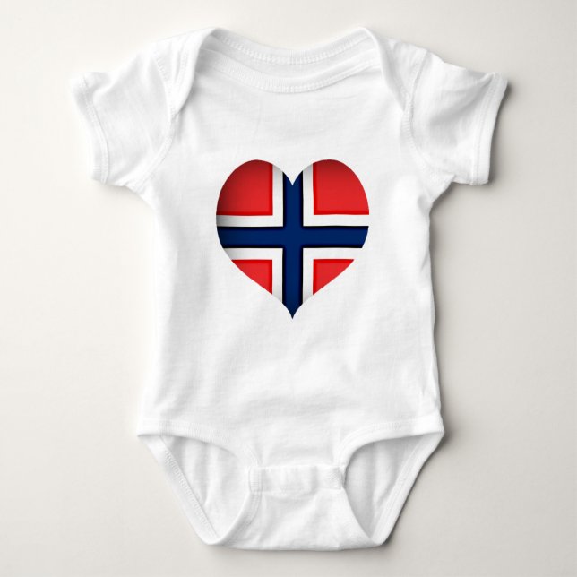 Body Para Bebê Norway Flag Heart (Frente)