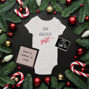 Body Para Bebê Nosso melhor anúncio de gravidez de Natal