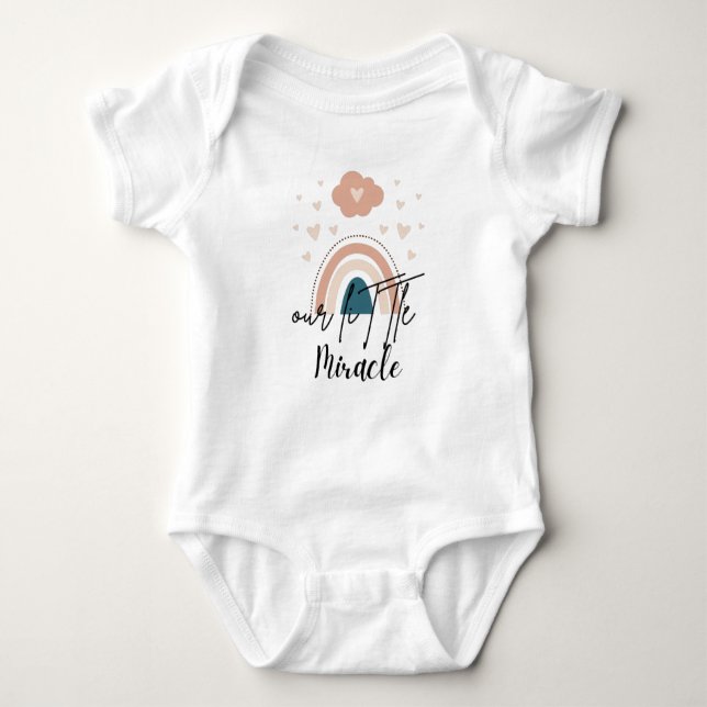 Body Para Bebê Nosso pequeno milagre Boho aquarela Rainbow Baby B (Frente)