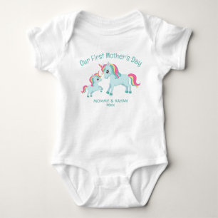 Body Para Bebê Nosso primeiro Dia de as mães, nome personalizado 