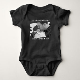 Body Para Bebê Nosso Primeiro Novo papai E Foto Do Bebê Preto