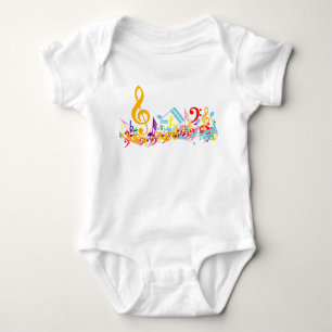 Body Para Bebê Notas Musicais Coloridas