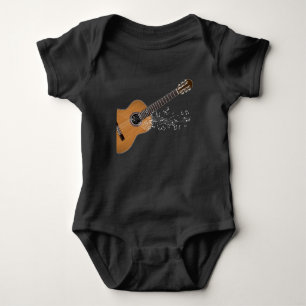 Body Para Bebê Notas Musicais do Violão Acústico Vintage