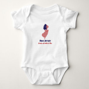 Body Para Bebê Nova Jersey Rochas Vermelho Branco & Azul Infant C