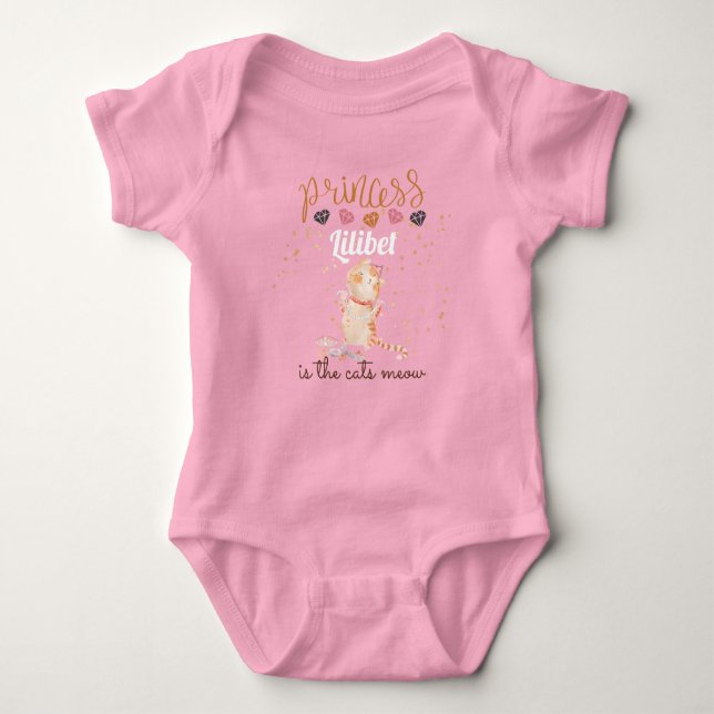 Body Para Bebê Nova Princesa Lilibet Cute Kitten Nomeada (Frente)
