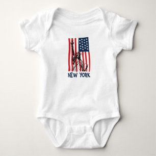 Body Para Bebê Nova York Estátua da Liberdade dos EUA Bandeira