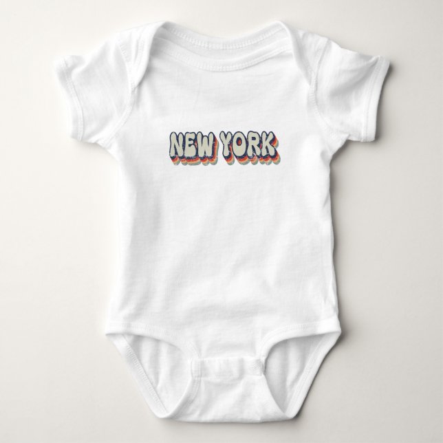 Body Para Bebê Nova York Retro Anos 80 Cidade Cromada (Frente)
