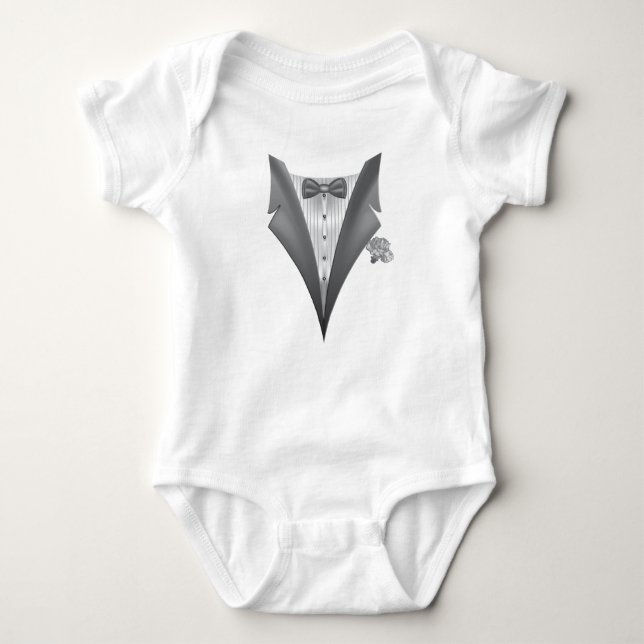 Body Para Bebê Novelty Tuxedo Tux Impressão (Frente)