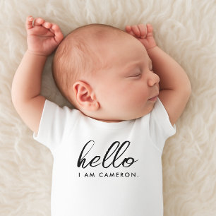 Body Para Bebê Novo Anúncio de Chegada do Bebê Nome Olá