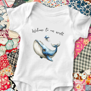Body Para Bebê Novo Bebê Baleia Bem-vindo ao Nosso Mundo