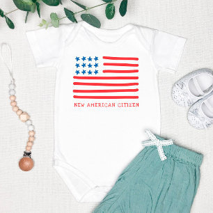 Body Para Bebê Novo cidadão americano Bandeira Americana Desenh