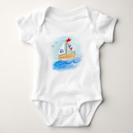 Body Para Bebê Número de arte do barco à vela em t-shirt à vela