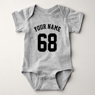 Body Para Bebê Número de Nome Personalizado do Cinza Sports Jerse