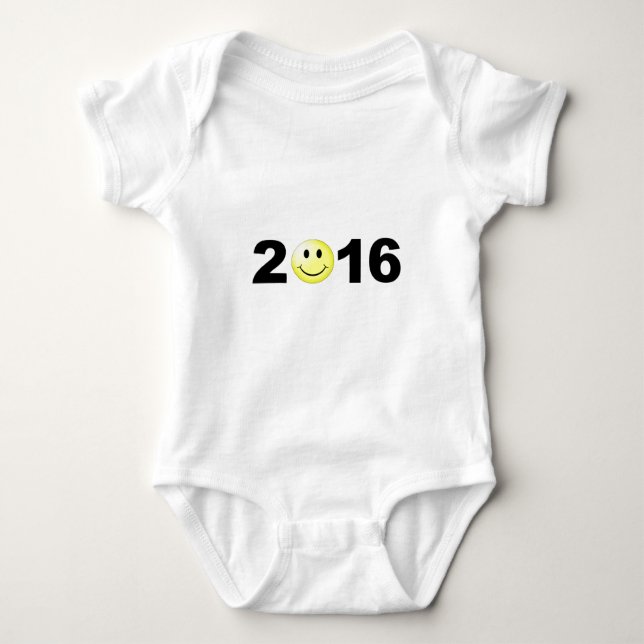 Body Para Bebê Número Engraçado do feliz ano novo 2016 (Frente)