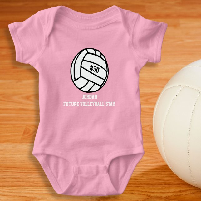 Body Para Bebê Número Personalizado Do Jogador De Voleibol, Nome, (Criador carregado)