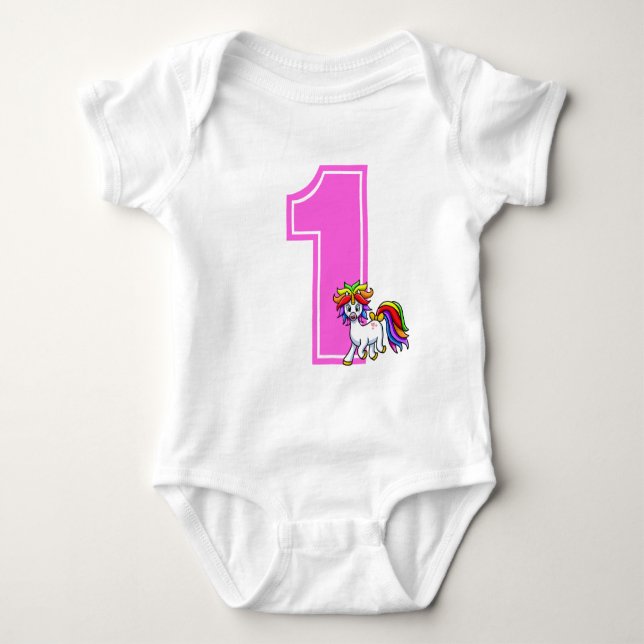 Body Para Bebê Número Unicorn Personalizado (Frente)
