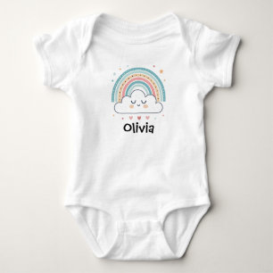 Body Para Bebê Nuvem Adormecida Fofa & Arco-íris Pastel