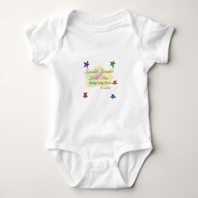 Body Para Bebê Nuvens de arco-íris brilham Brilhe Brilhe Estrela  (Frente)