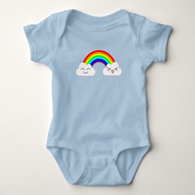 Body Para Bebê Nuvens Fofas e um Arco-íris (Frente)